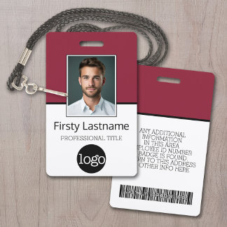Custom Employee - Photo, Bar Code, Logo, Name Badge