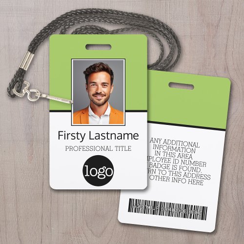 Custom Employee _ Photo Bar Code Logo Name Badge