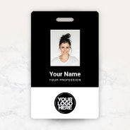 Custom Employee Photo, Bar Code, Logo, Name Badge at Zazzle