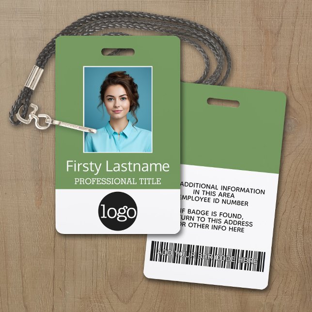 Custom Employee - Photo, Bar Code, Logo, Name Badge (Personalize this Employee ID Badge - A large color block is included. All items can be changed.)