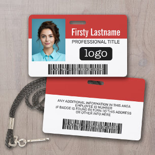 Custom Employee - Photo, Bar Code, Logo, Name Badge