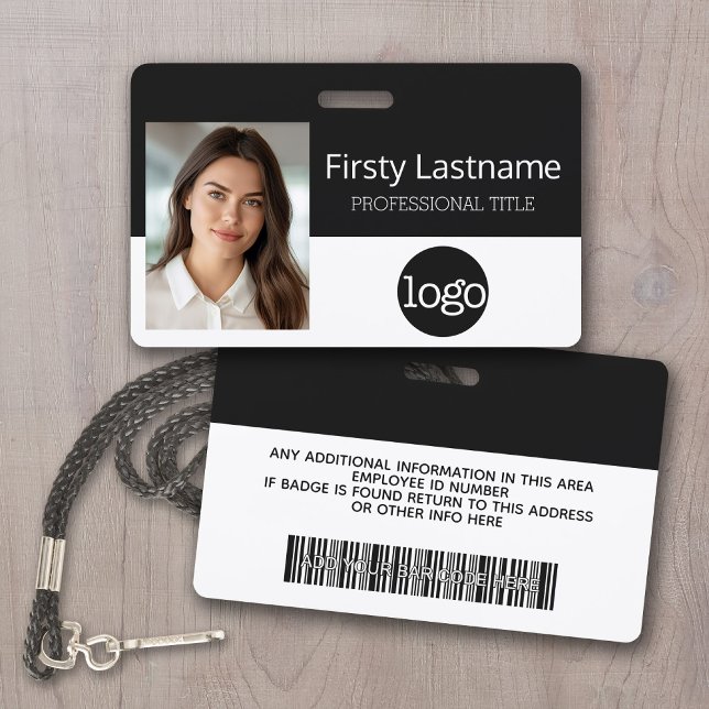 Custom Employee - Photo, Bar Code, Logo, Name Badge (Custom Photo ID Badge with logo and bar code)
