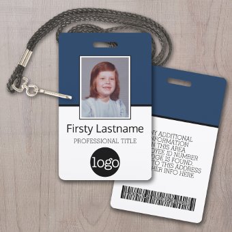 Custom Employee - Photo, Bar Code, Logo, Name Badge 