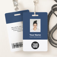 Custom Employee Photo, Bar Code, Logo, Name Badge at Zazzle