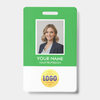 Custom Employee Photo, Bar Code, Logo, Name Badge