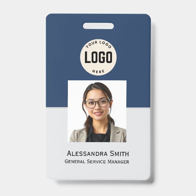 Custom Employee Photo, Bar Code, Logo, Name Badge (Front)