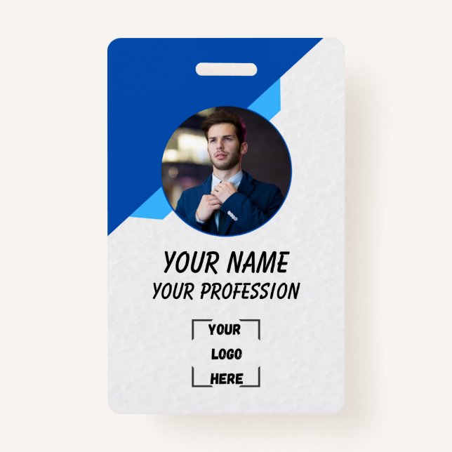 Custom Employee Photo, Bar Code, Logo, Name Badge (Front)
