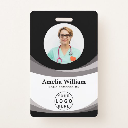 Custom Employee Photo Bar Code Logo Name   Badge