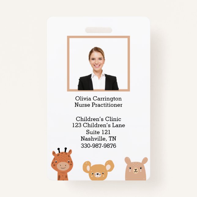 Custom Employee Photo Bar Code Logo Name Badge (Front)