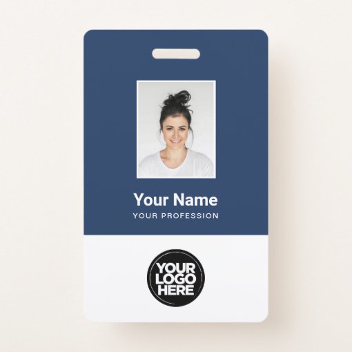 Custom Employee Photo, Bar Code, Logo, Name Badge | Zazzle