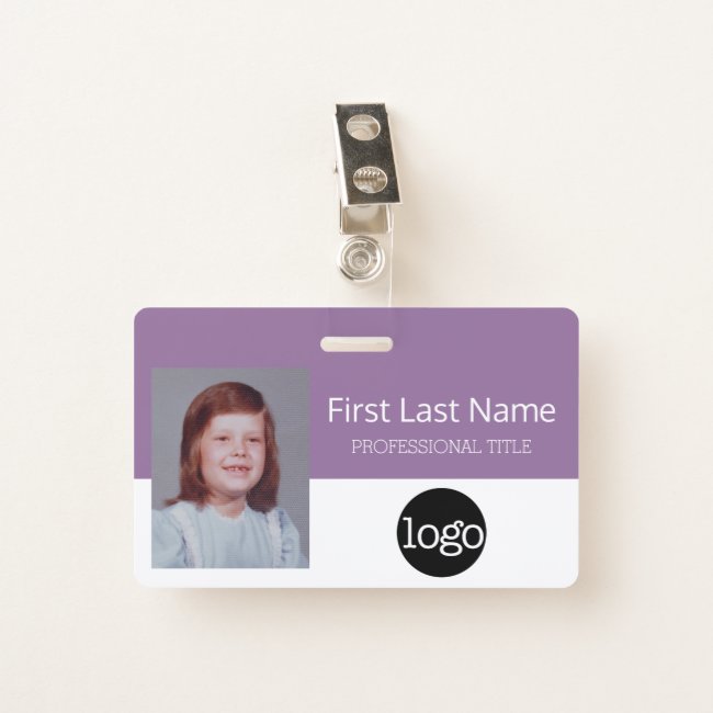 Custom Employee - Photo Bar Code Logo Name Badge