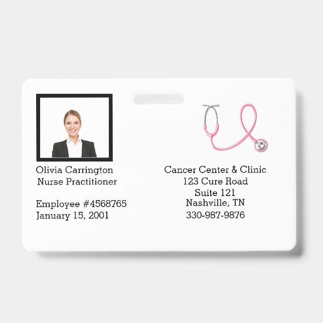 Custom Employee Photo Bar Code Logo Name Badge (Front)