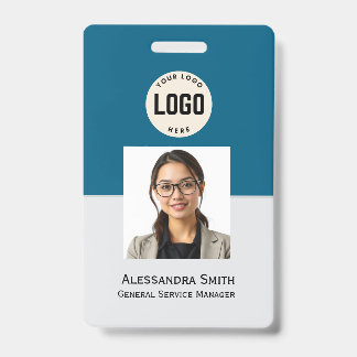 Custom Employee Photo, Bar Code, Logo, Name Badge