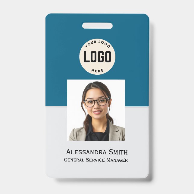 Custom Employee Photo, Bar Code, Logo, Name Badge (Front)