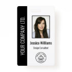 Custom Employee Photo, Bar Code, Logo, Name Black