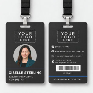 Custom Employee Photo Bar Code Logo Name ID Badge