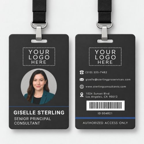 Custom Employee Photo Bar Code Logo Name ID Badge