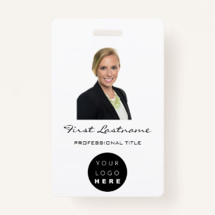 Custom Employee Photo Bar Code Logo Name Minimali Badge