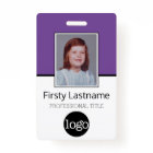 Custom Employee - Photo, Bar Code Logo Name purple
