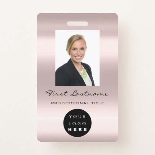 Custom Employee  Photo Bar Code Logo Name Rose Badge