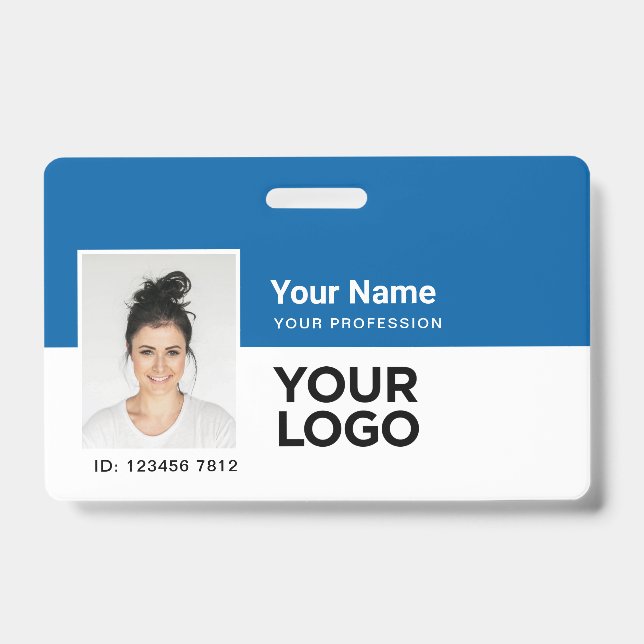 Custom Employee | Photo Bar or Qr Code Logo Name Badge (Front)