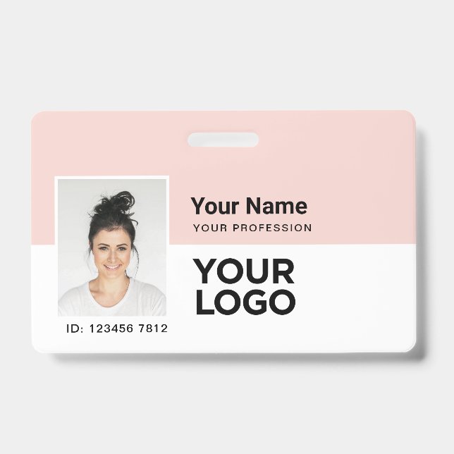 Custom Employee | Photo Bar or Qr Code Logo Name Badge (Front)