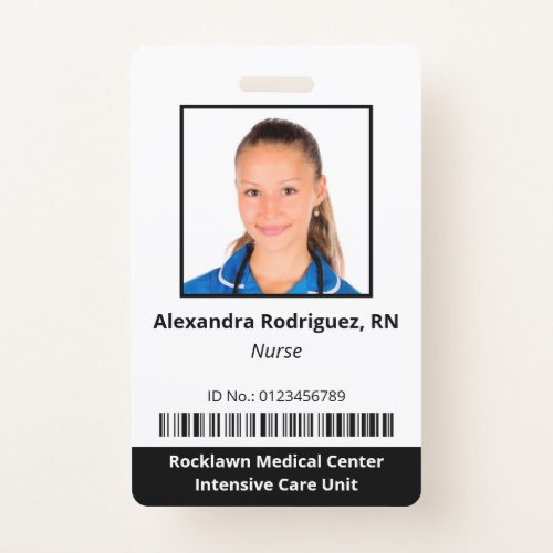 Custom Employee Photo Barcode Hospital ID Badge