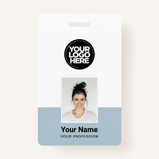 Custom Employee - Photo, BarCode, Large Logo, Name Badge (Front)