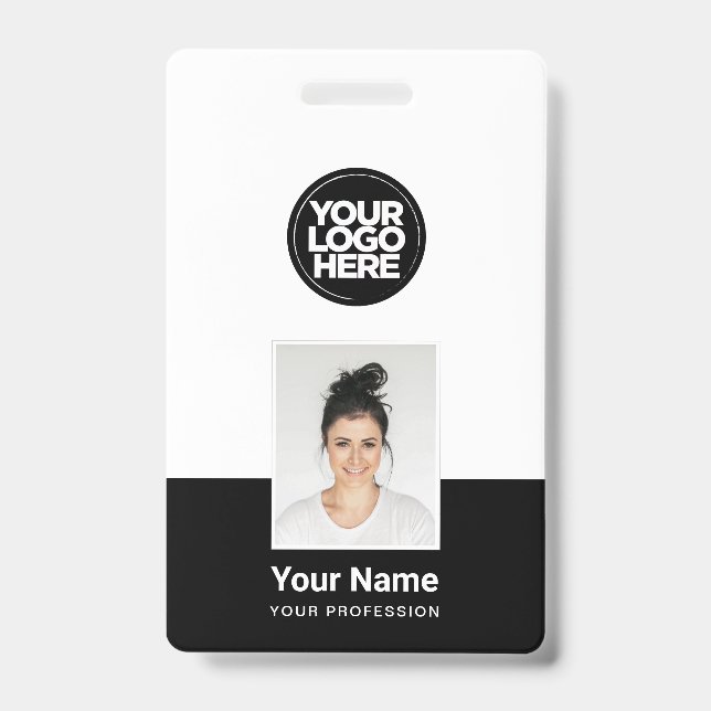Custom Employee - Photo, BarCode, Large Logo, Name Badge (Front)