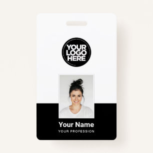 Custom Employee - Photo, BarCode, Large Logo, Name Badge