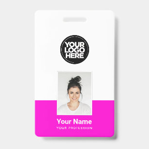 Custom Employee - Photo, BarCode, Large Logo, Name Badge