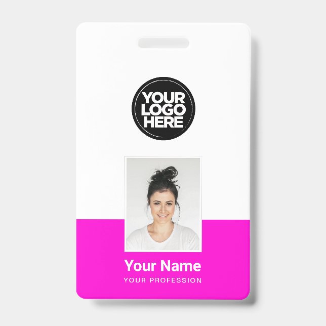 Custom Employee - Photo, BarCode, Large Logo, Name Badge (Front)