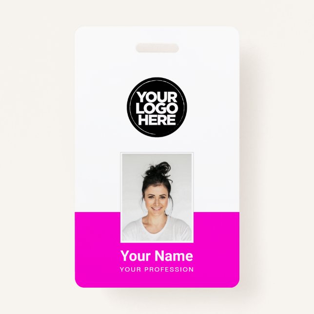 Custom Employee - Photo, BarCode, Large Logo, Name Badge (Front)