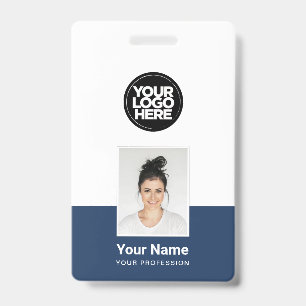 Custom Employee - Photo, BarCode, Large Logo, Name Badge