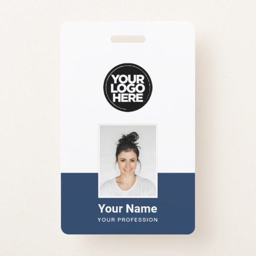 Custom Employee _ Photo BarCode Large Logo Name Badge