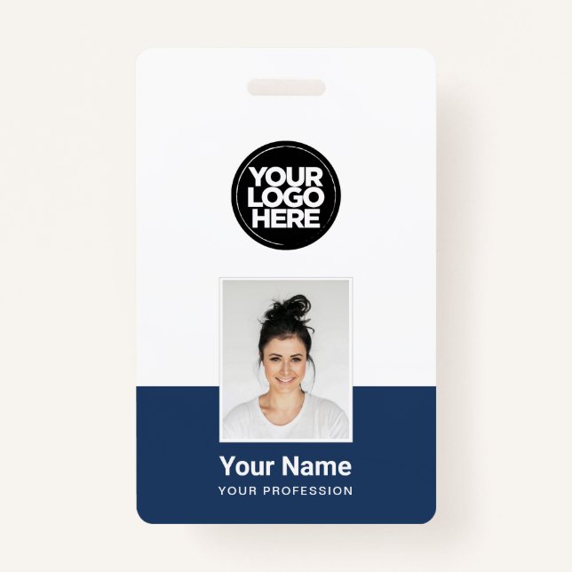 Custom Employee - Photo, BarCode, Large Logo, Name Badge (Front)