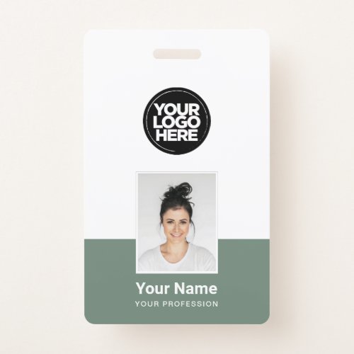 Custom Employee _ Photo BarCode Large Logo Name Badge