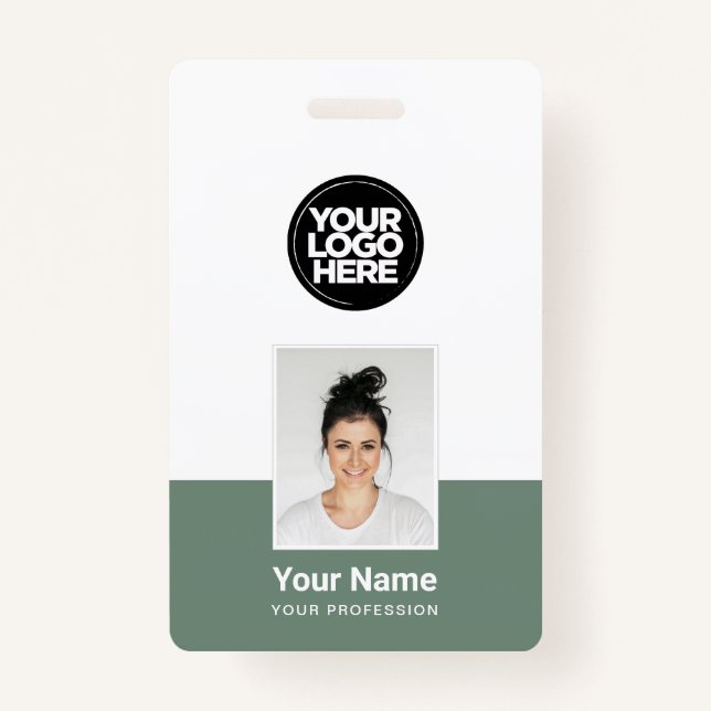 Custom Employee - Photo, BarCode, Large Logo, Name Badge (Front)