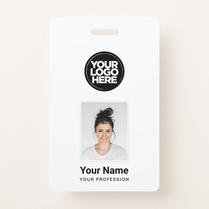 Custom Employee - Photo, BarCode, Large Logo, Name Badge | Zazzle