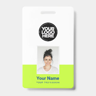 Custom Employee - Photo, BarCode, Large Logo, Name Badge