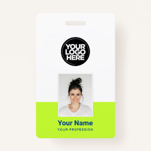 Custom Employee - Photo, BarCode, Large Logo, Name Badge