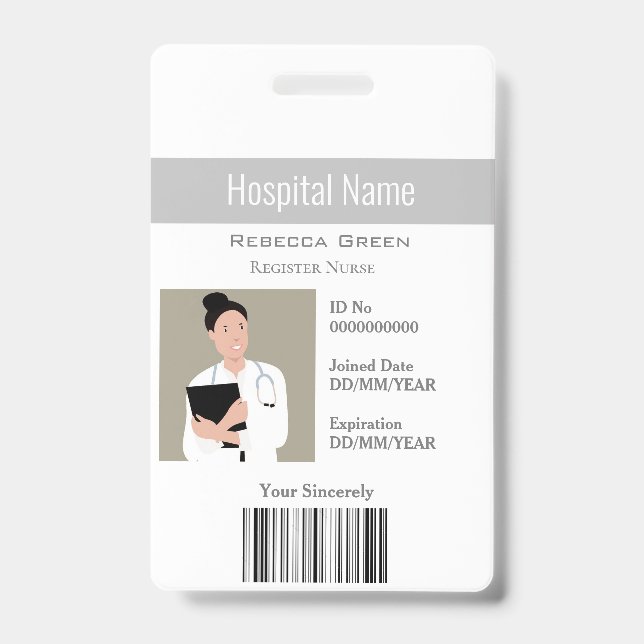 Custom Employee Photo Barcode Name ID Badge (Front)