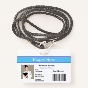 Custom Employee Photo Barcode Nurse Doctor Name Badge