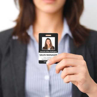 Custom Employee Photo Black White ID Badge
