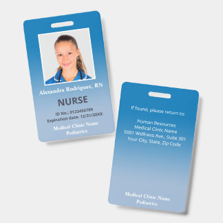 Custom Employee Photo Blue Gradient Medical ID Badge