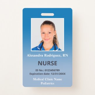 Custom Employee Photo Blue Gradient Medical ID Badge