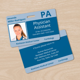 Custom Employee Photo Blue Hospital ID Badge