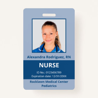 Custom Employee Photo Blue Medical ID Badge