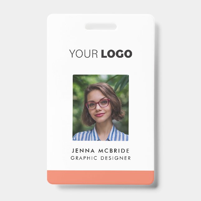 Custom Employee Photo Card, Logo, Barcode, Name Badge (Front)