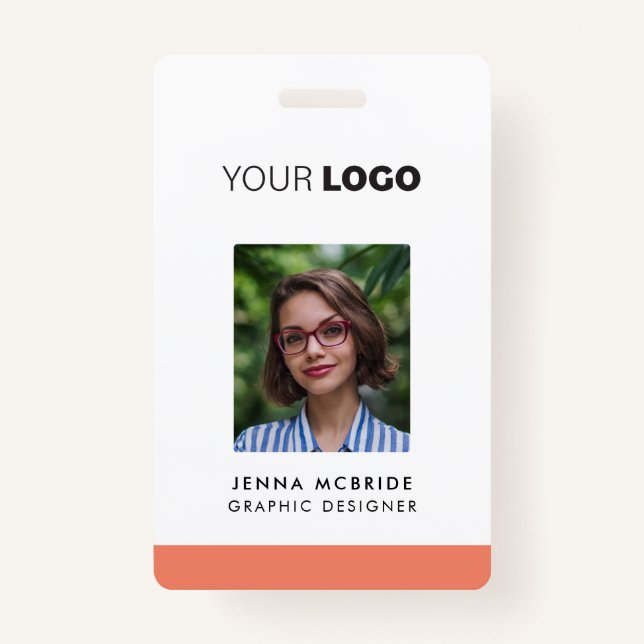 Custom Employee Photo Card, Logo, Barcode, Name Badge (Front)